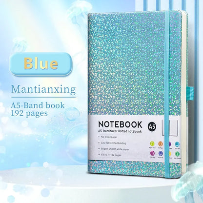 Kawaii Starry Sky A5 Notebook 🌌✨ | Cute PU Leather Cover with Elastic Tape & Pen Insert for Office Magic! 📒✍️