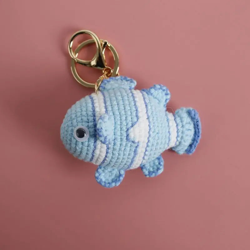 Cute Clown Fish Crochet Keychains For Bags, Handmade Goldfish Charm 🧶🐠