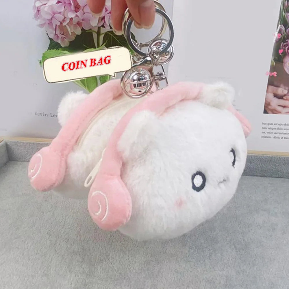 🐾 Adorable Mini Cat Plush Coin Wallet 🎀 Cute Storage for Keys & Headphones! 💖