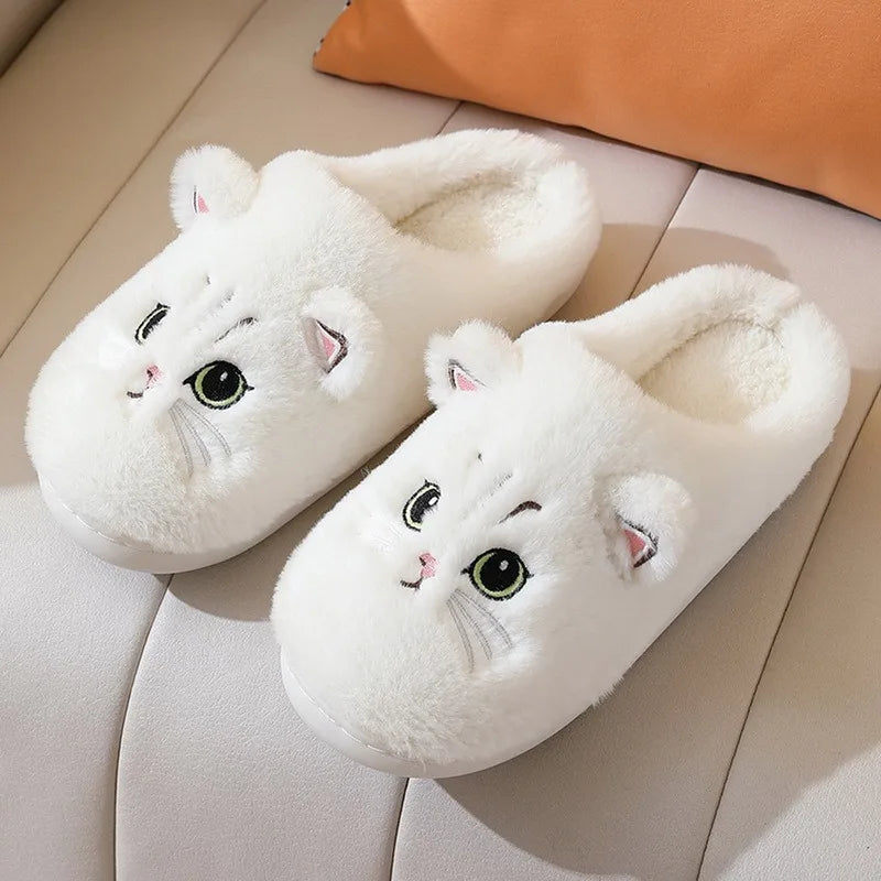 Fluffy Cat Slippers For Women And Men Warm Indoor Plush Slides 🐾😺❄️