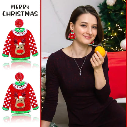 Cute Christmas Drop Earrings For Women With Glitter Acrylic Dangles 🎄✨ Gift