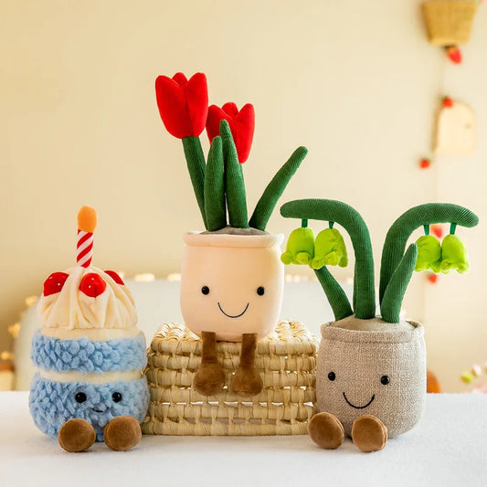 Kawaii Plush Succulent Doll 🌷🌼 - Adorable Tulip & Lily Of The Valley for Cozy Decor & Sweet Gifts 🎁✨