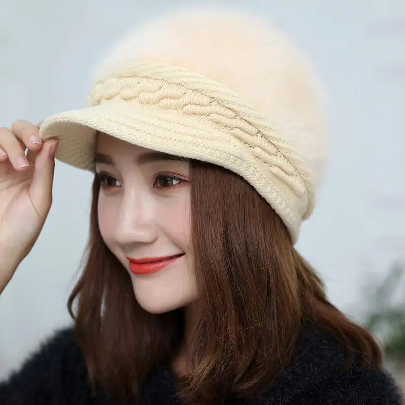 Cozy Korean Style Rabbit Hair Beanie For Women Warm Winter Knit Hat 🐰❄