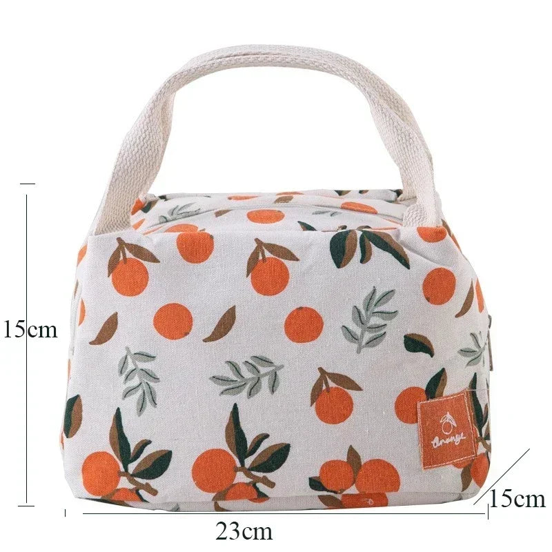 Adorable Kawaii Fruit Lunch Bag 🍓🍉 | Insulated Cotton Bento Pouch for School & Work 🍏💖