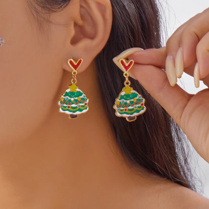 Colorful Gingerbread Drop Earrings For Women Christmas Enamel Santa Snowman 🎄🎁