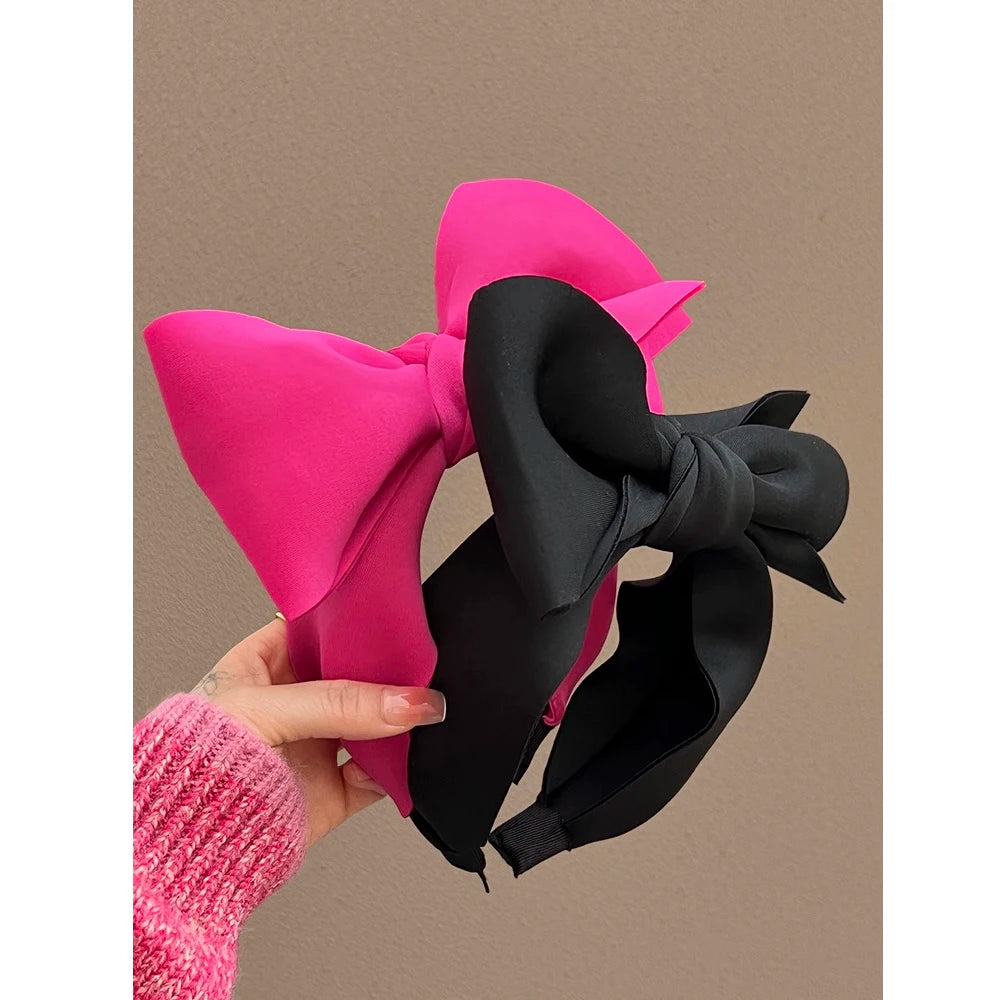 Kawaii Bow Headband 🎀 | Cute Rose Pink Hair Hoop for Women & Girls 🌸 | Stylish Wide Hair Accessory 🌈