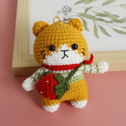 Handmade Kitten Crochet Keychain For Backpack Cute Cat Doll Pendant 🧶🐾