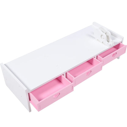 Kawaii Pink Laptop Monitor Stand & Drawer Organizer 🌸✨ - Cute Desktop Riser for Stylish Offices!