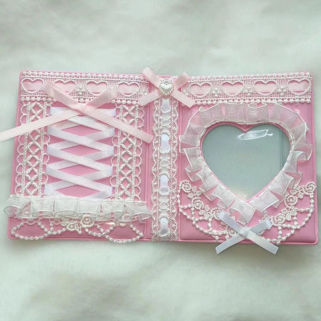 Pastel Kpop Photocard Binder With Ribbon Holder Keychain 🎀 Cute School Supplies