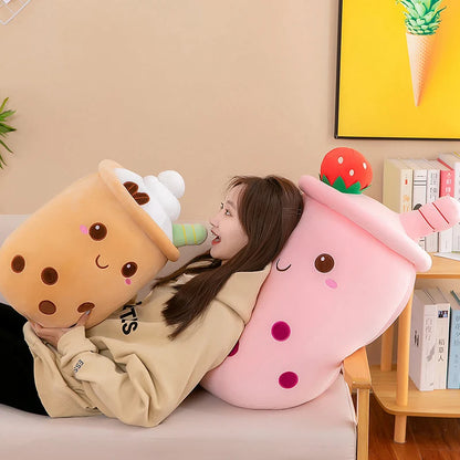 Bubble Tea Buddy ☕️🧸 Plushie - Cute Room Decor & Soft Hug Cushion 🎁✨ - Pixie Quill