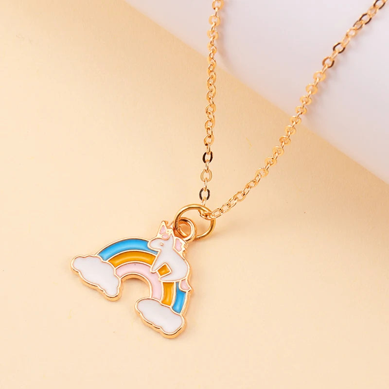 Kawaii Rainbow Unicorn Pendant Necklace 🌈✨ - Adorable Choker for Girls & Women 🎀 - Perfect Birthday Gift! 🎁