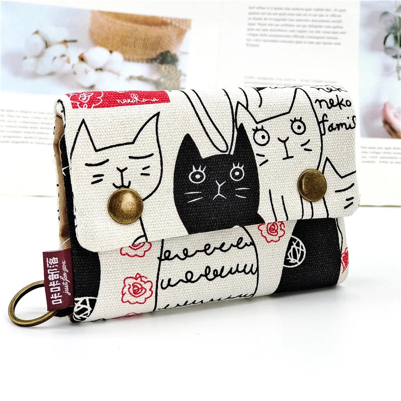 Kawaii Canvas Coin Pouch 🌈✨ | Cute Cartoon Key Organizer Wallet for Girls 💖🎒 | Adorable Mini Money Bag!