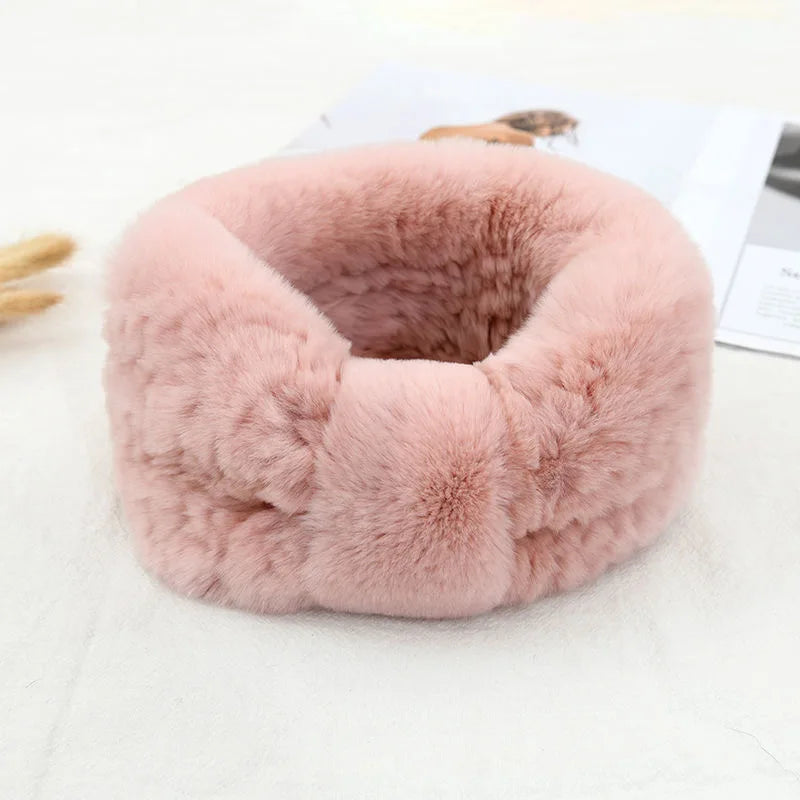 Lux Rex Rabbit Fur Knit Headband For Winter Warmth And Cute Vibes 🧣🐇