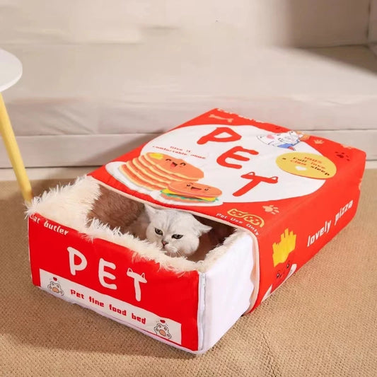 🌟 Snuggle & Snack Cat Cave 🐾 Cozy Zippered Biscuit Bed for Purrfect Playtime! 🍪