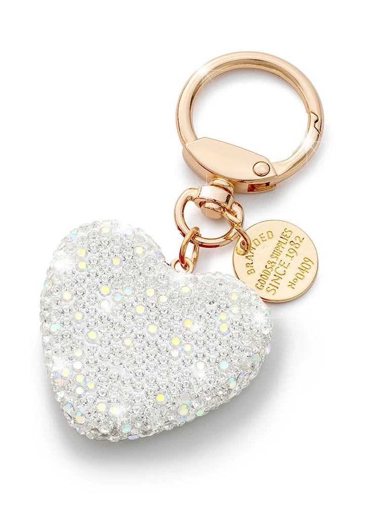 Sweet Heart Diamond Inlay Leather Rope Key Chain For Backpacks 👜💎🎀