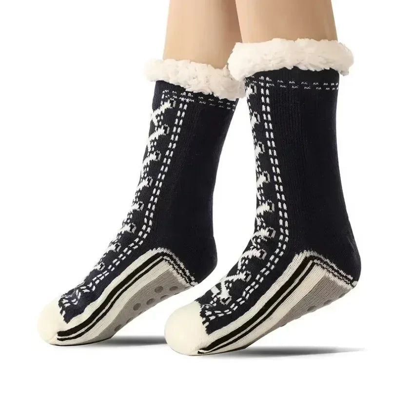 Fluffy Winter Socks For Women Warm Plush Non Slip Slipper Snowflake Gift ❄️🎁