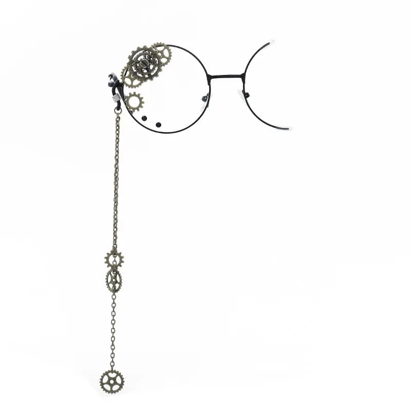 Kawaii Round Glasses with Sakura Chain 🌸✨ Cute Retro Eyewear for Cosplay & Daily Wear 👓💖
