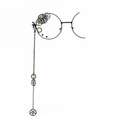 Kawaii Round Glasses with Sakura Chain 🌸✨ Cute Retro Eyewear for Cosplay & Daily Wear 👓💖