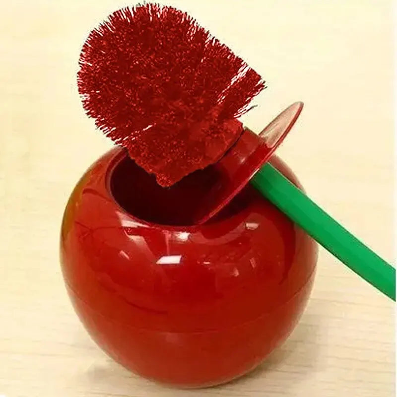 Cherry Shape Toilet Brush With Holder Set Lovely Red Lavatory Bath Accessories 🍒