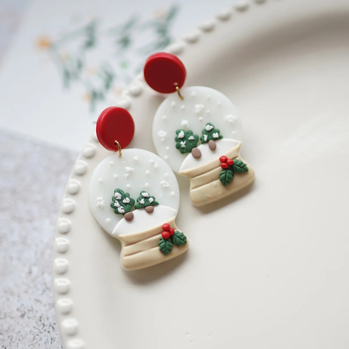 Cute Christmas Polymer Clay Dangle Earrings Santa Snowman Bell Gingerbread 🎄⛄️