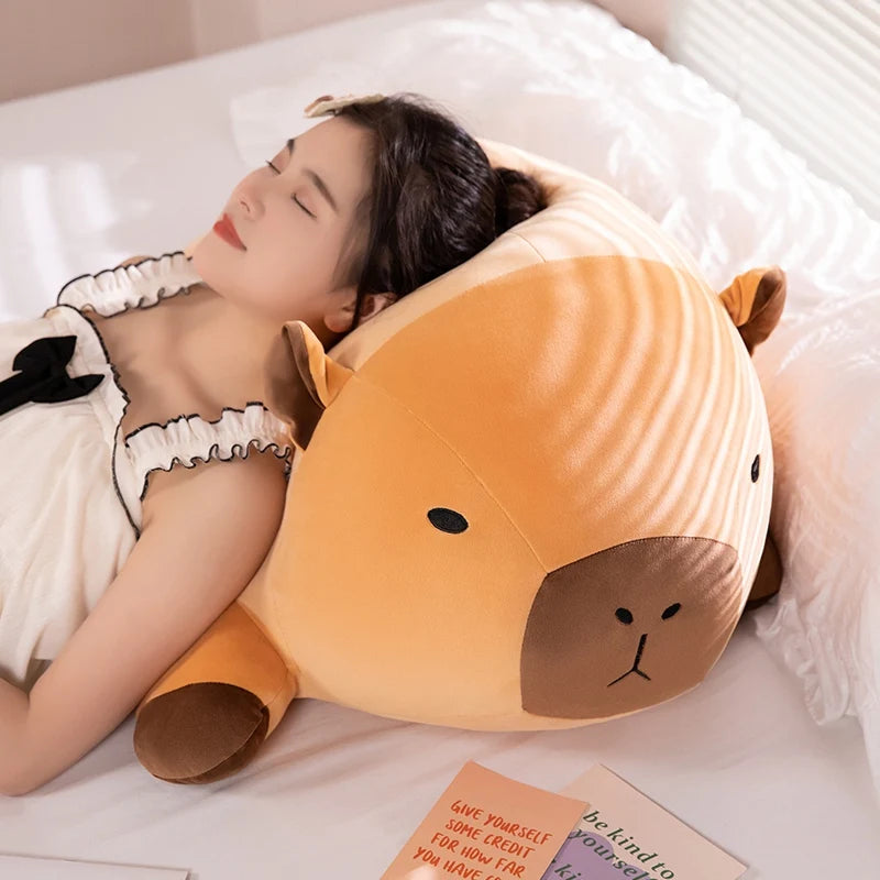 Kawaii Capybara Plush Hug Pillow 🐾✨ | Adorable Round Stuffed Animal Cushion Gift 🎁 | Soft & Cuddly Aquatic Friend