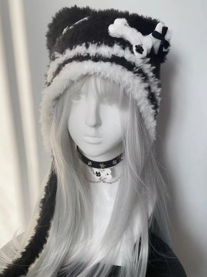 Gothic Harajuku Bear Hat For Women Wool Knit Beanie 🐻 Cross Star Wings Cute
