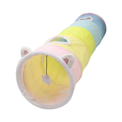 🌈 Rainbow Cat Tunnel Play Tube 🐾 47.2" Fun for Kittens & Small Pets! 🐇✨