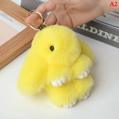 Fluffy Bunny Keychain 🐰✨ Adorable Pom Pom Charm for Bags & Keys! 🐇💖 - Pixie Quill