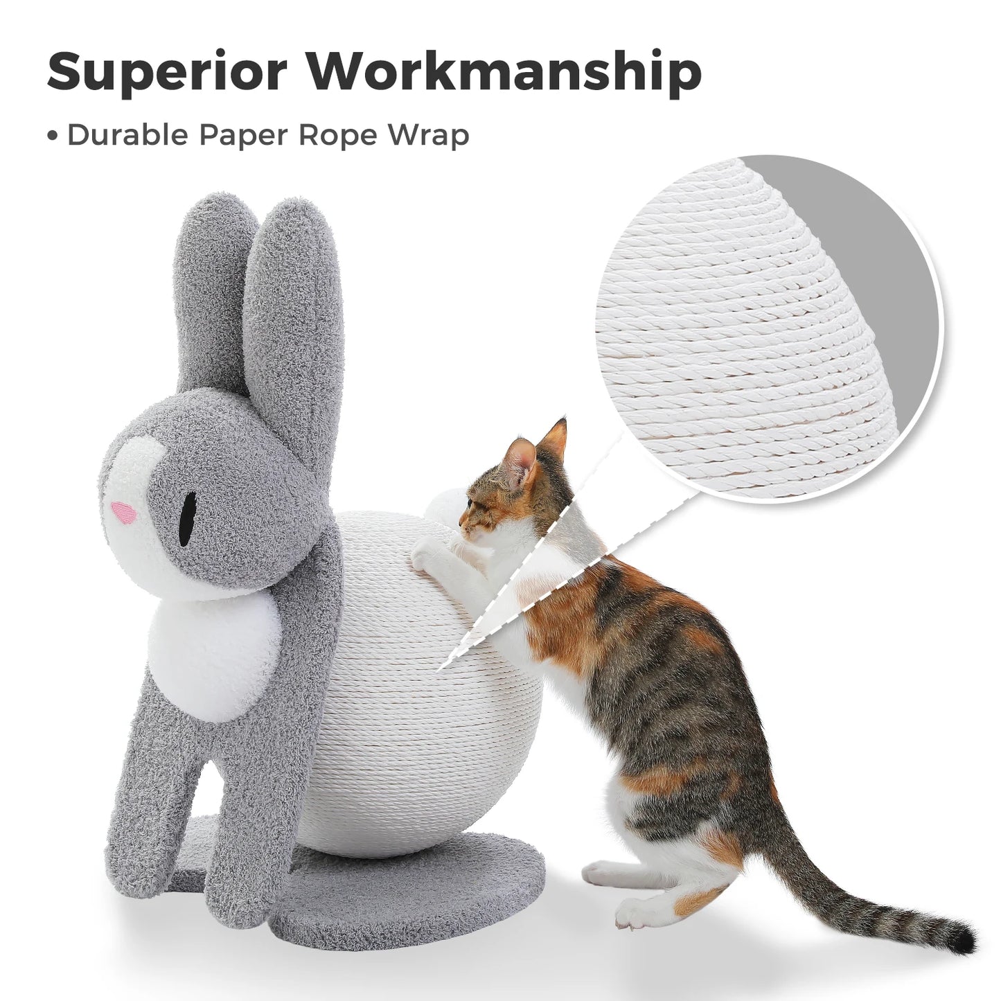 Cute Cat Scratching Posts for Indoor Kitten Large Cat Scratch Ball Rabbit Cat Scratcher Toy with Paper Rope Cat Tree Cat Toys