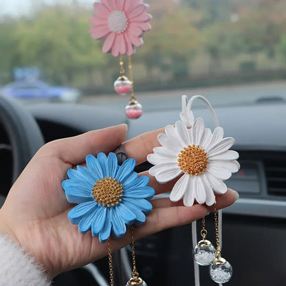 Charming Kawaii Daisy Car Mirror Pendant 🌼✨ | Adorable Plaster Decoration for Auto & Home!