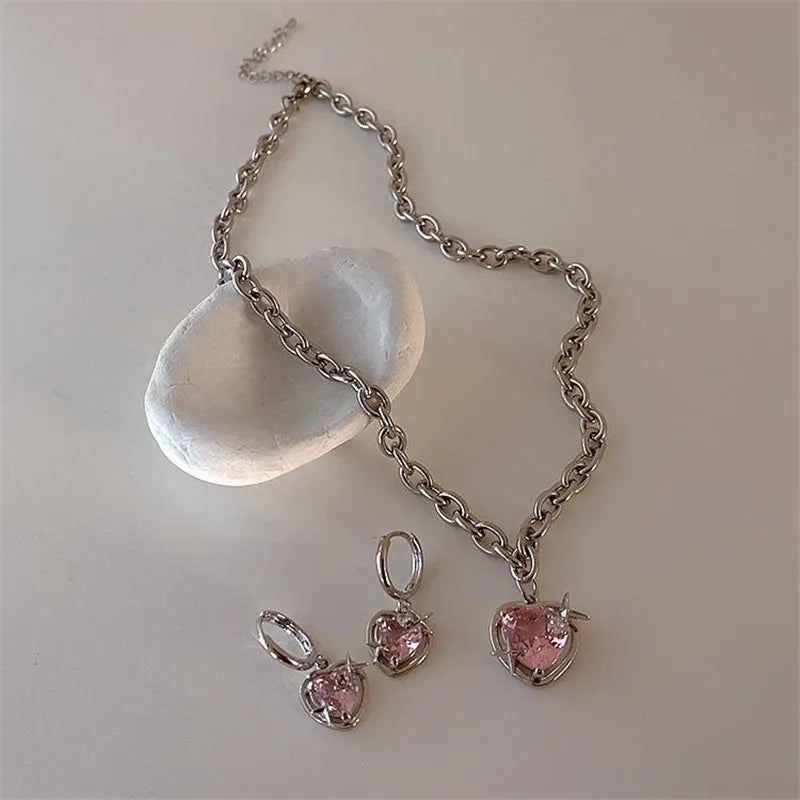 ✨ Kawaii Starry Zircon Pendant Necklace 🌟 | Cute Beaded Chain for Y2K Girls | Trendy Hip Hop Aesthetic Jewelry 🎀 | Perfect Gift for Moms & Besties! 💖