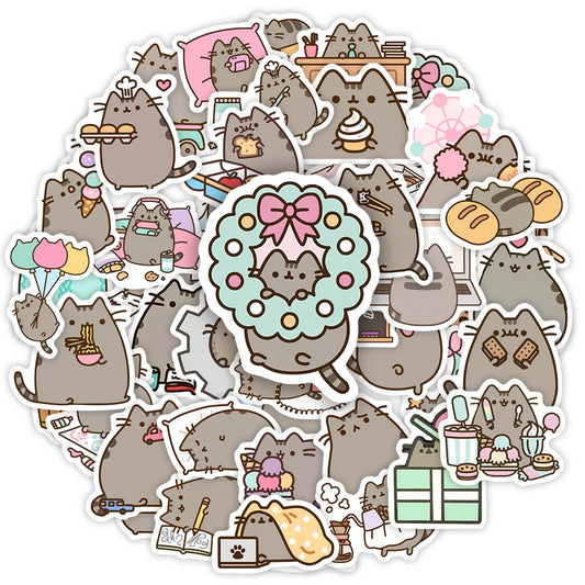 Cute Kawaii Chubby Cat Stickers Funny Kids DIY Toy Gift Graffiti Decal for Phone Luggage Laptop Bottles Scrapbook Waterproof