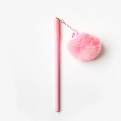 Kawaii Pink Flamingo Gel Pen 🌸✨ - Adorable Plush Swan Design for School & Cute Gifts 🎀🖊️