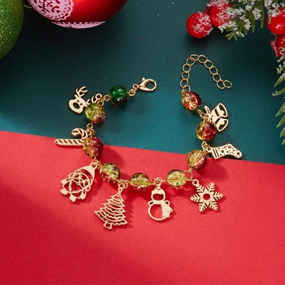 Whimsical Christmas Bracelet With Santa Snowman Star Pendant Jewelry Adjustable🎄