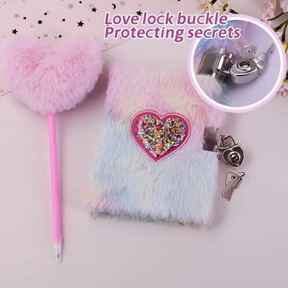 Heart Shaped Notebook Set With Plush Diary And Heart Pen 📝💖 Cute School Gift
