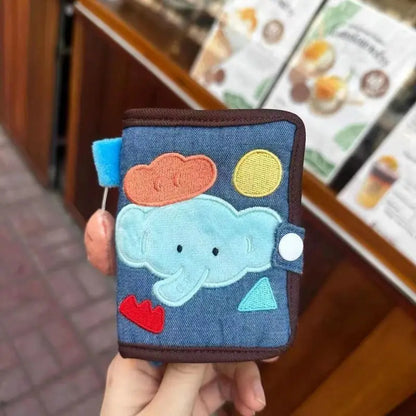 Cute Canvas Wallet With Zipper Denim Corduroy Card Holder Cartoon 👜✨