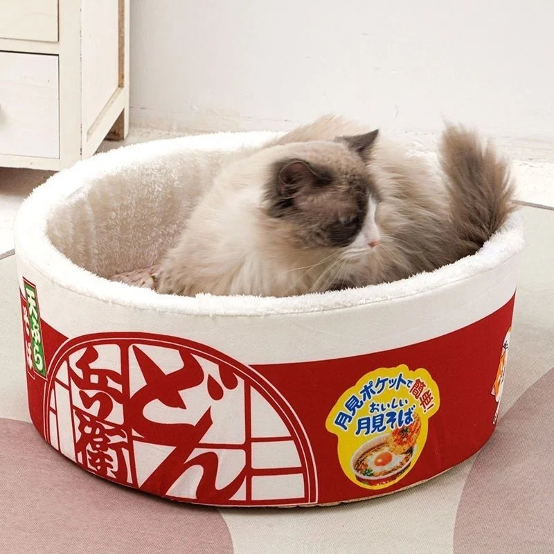 Kawaii Instant Noodle Cozy Pet Bed - Snuggle Haven for Furry Friends 🐾🍜✨