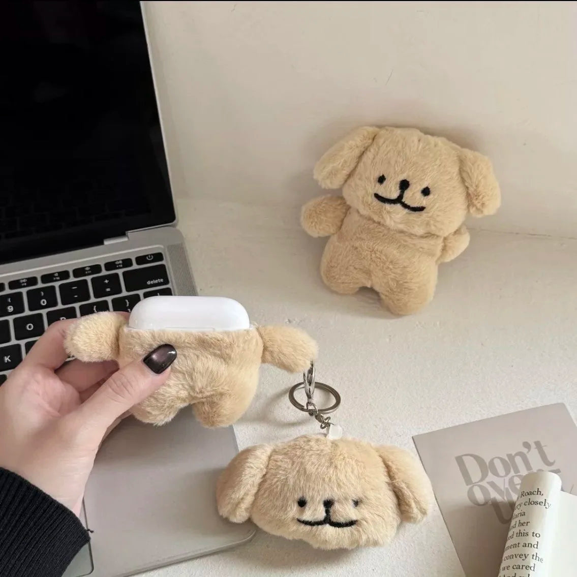 Kawaii Fluffy Bear & Bunny Silicone Case for Apple AirPods Pro 1 & 2 🐻🐰✨ - Adorable Earphone Cover for Girls in Autumn & Winter!