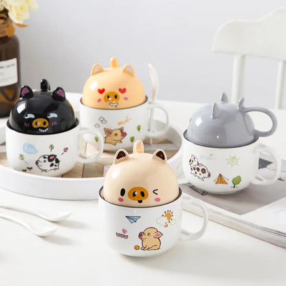 Kawaii Shiba Inu & Cat Ceramic Mug 🐕🐈 - Adorable Cartoon Cup for Cozy Tea & Coffee ☕️💖