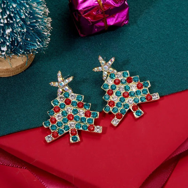 Sparkling Christmas Tree Earrings For Women Multicolor Zircon Drop Earrings 🎄✨