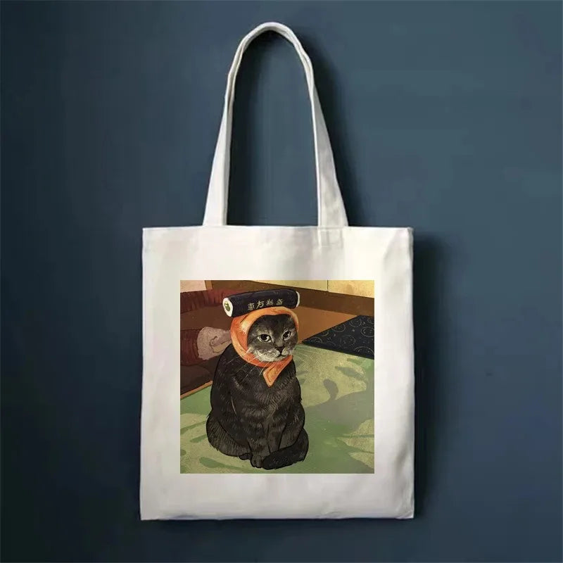 🐾 Whimsical Cat Canvas Tote 🌈 - Cute & Eco-Friendly Shopping Bag for Trendy Girls 🛍️✨ - Pixie Quill