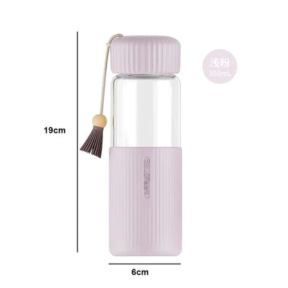 💖Adorable 350ml Glass Water Bottle for Girls 🌼 Perfect for School & Travel 🚀 - Pixie Quill