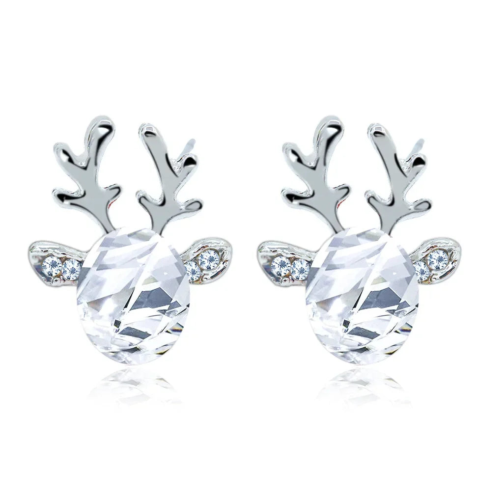 Deer Stud Earrings Cute Antler Charm CZ Crystal Gift For Girls Women 🎀🦌✨