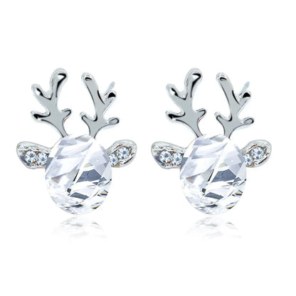 Deer Stud Earrings Cute Antler Charm CZ Crystal Gift For Girls Women 🎀🦌✨