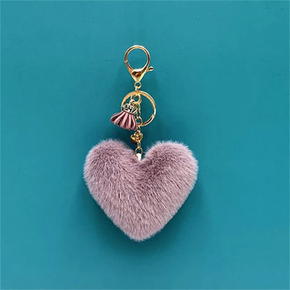 Kawaii Heart Pompom Keychain 🎀✨ | Adorable Plush Ball Accessories for Bags & Cars ❤️🎉 | Perfect Valentine Gifts for Couples 💖🥰