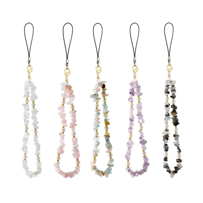 Kawaii Crushed Stone Phone Charm 🌈✨ | Natural Amazon Stone Hanging Rope for Keys & Bags 🎀📱