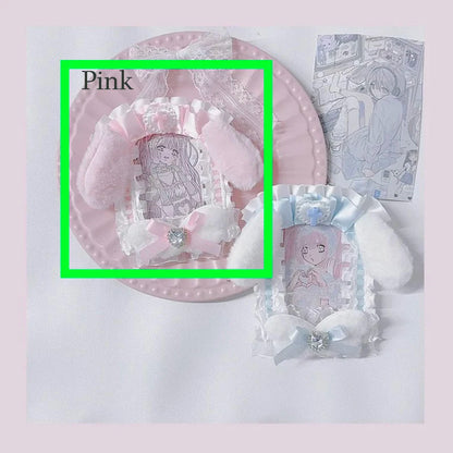Pink Plush Card Holder With Angel Wings 💗🪽 Ita Bag Charm Photo Case