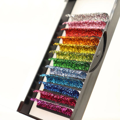 ✨ Festive Sparkle Rainbow Lashes 🎉 - Kawaii Glittery Eyelash Extensions for Holiday Glam! 💖