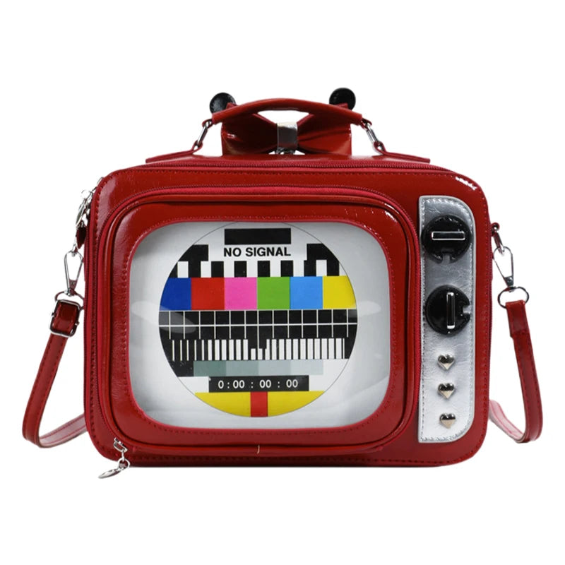 Square TV Shape Ita Bag Japanese Retro Ulzzang Women Shoulder Crossbody Bag Cute Large Capacity Transparent Insert Backpack