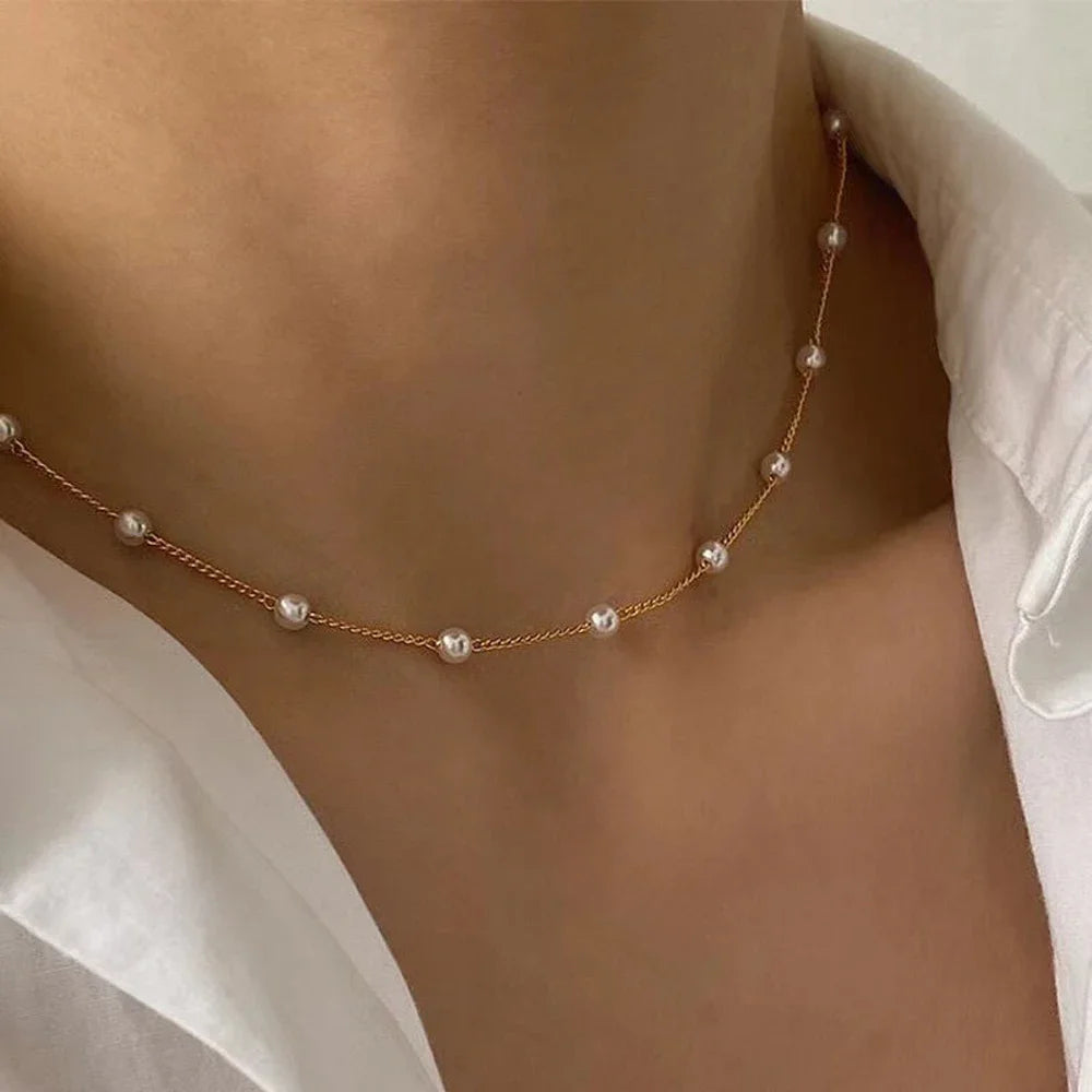 Kawaii Kpop Pearl Choker Necklace 🌟✨ Double Layered Charm for Trendy Girls 🎀💕 Perfect Gift for Parties & Special Occasions!